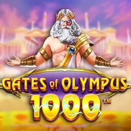 Gates of Olympus 1000 online game logo by Pragmatic Play on cosmotecasino.com